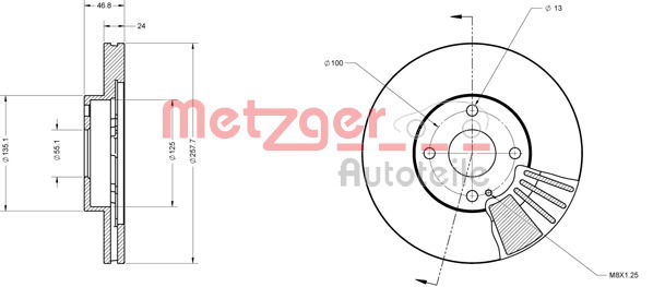 Bremsscheibe Vorderachse Metzger 6110373 von Metzger