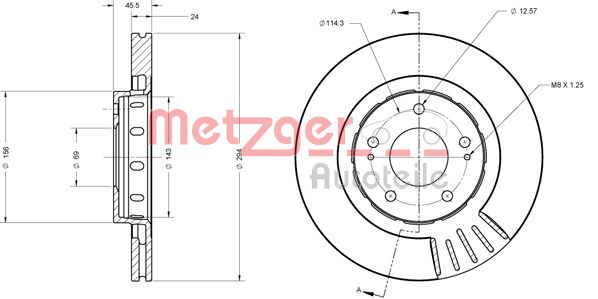 Bremsscheibe Vorderachse Metzger 6110375 von Metzger