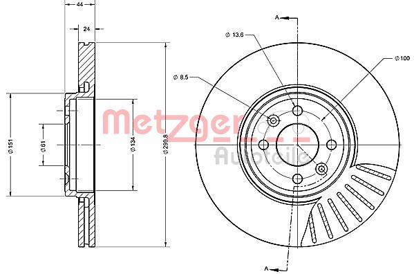 Bremsscheibe Vorderachse Metzger 6110377 von Metzger