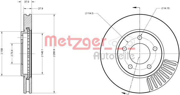 Bremsscheibe Vorderachse Metzger 6110382 von Metzger