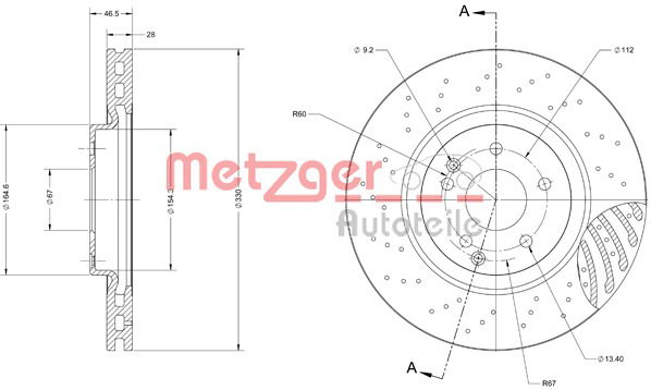 Bremsscheibe Vorderachse Metzger 6110393 von Metzger