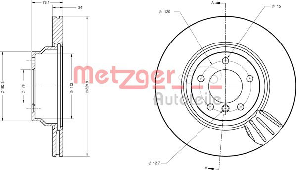 Bremsscheibe Vorderachse Metzger 6110401 von Metzger