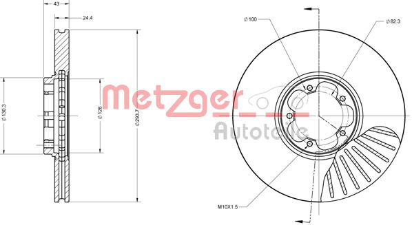 Bremsscheibe Vorderachse Metzger 6110405 von Metzger