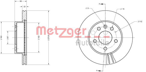 Bremsscheibe Vorderachse Metzger 6110407 von Metzger