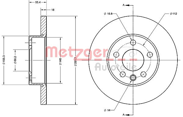 Bremsscheibe Vorderachse Metzger 6110414 von Metzger