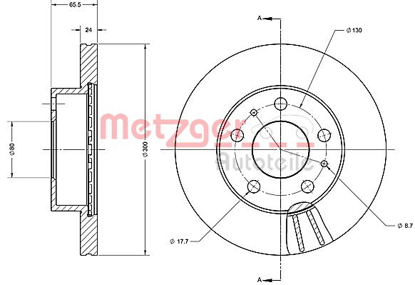 Bremsscheibe Vorderachse Metzger 6110438 von Metzger