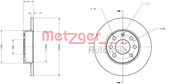 Bremsscheibe Vorderachse Metzger 6110450 von Metzger