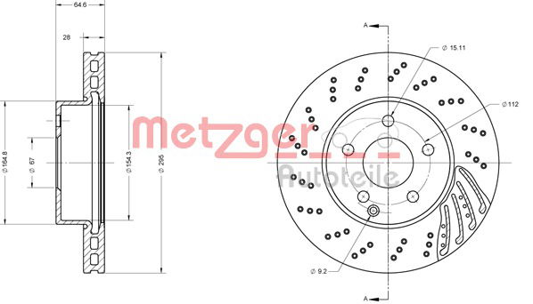 Bremsscheibe Vorderachse Metzger 6110453 von Metzger