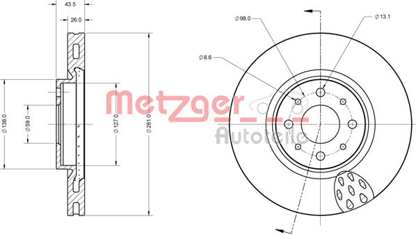 Bremsscheibe Vorderachse Metzger 6110463 von Metzger