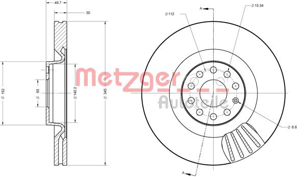 Bremsscheibe Vorderachse Metzger 6110465 von Metzger