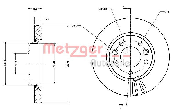 Bremsscheibe Vorderachse Metzger 6110466 von Metzger