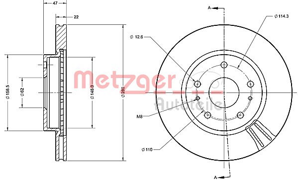 Bremsscheibe Vorderachse Metzger 6110474 von Metzger