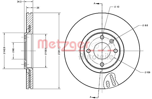 Bremsscheibe Vorderachse Metzger 6110475 von Metzger