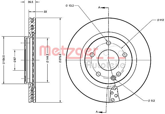 Bremsscheibe Vorderachse Metzger 6110479 von Metzger