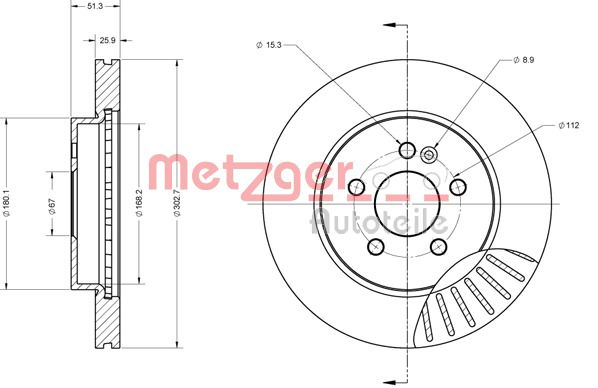 Bremsscheibe Vorderachse Metzger 6110480 von Metzger