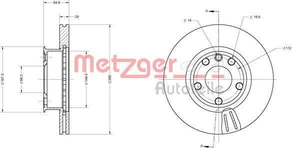 Bremsscheibe Vorderachse Metzger 6110484 von Metzger