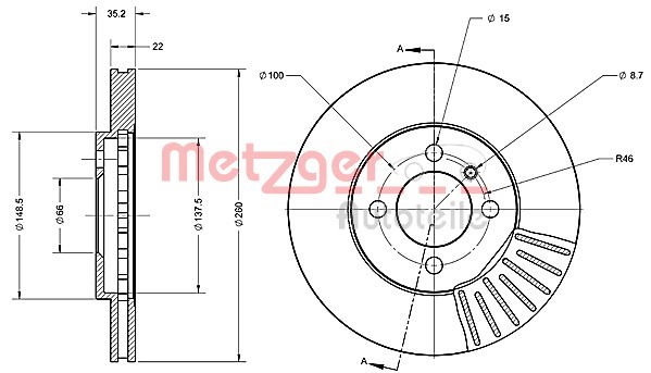 Bremsscheibe Vorderachse Metzger 6110488 von Metzger