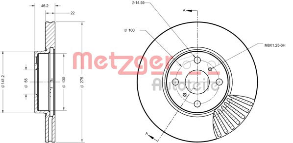 Bremsscheibe Vorderachse Metzger 6110496 von Metzger