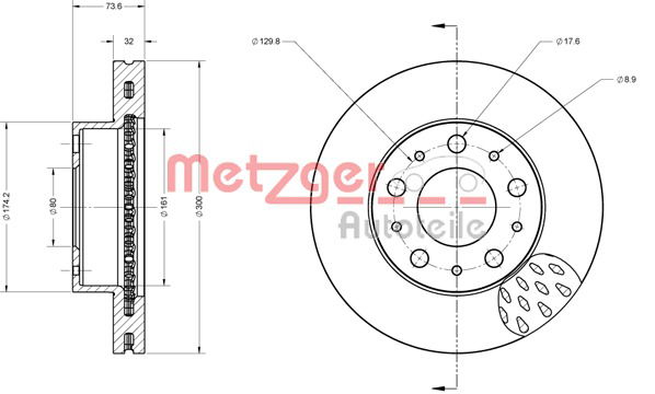 Bremsscheibe Vorderachse Metzger 6110497 von Metzger