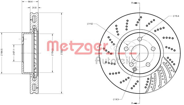 Bremsscheibe Vorderachse Metzger 6110501 von Metzger