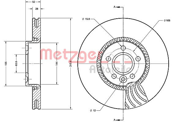 Bremsscheibe Vorderachse Metzger 6110504 von Metzger