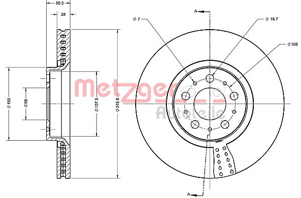 Bremsscheibe Vorderachse Metzger 6110521 von Metzger