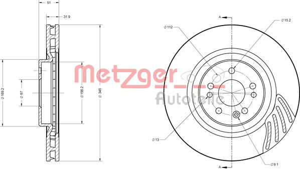 Bremsscheibe Vorderachse Metzger 6110530 von Metzger