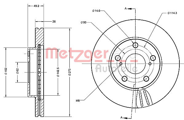 Bremsscheibe Vorderachse Metzger 6110537 von Metzger