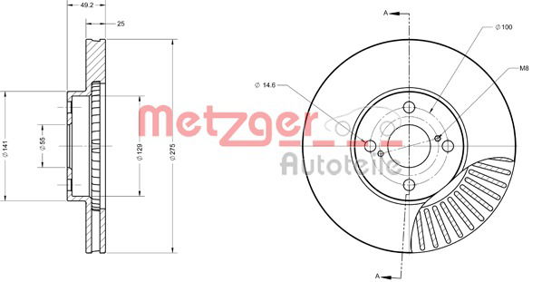 Bremsscheibe Vorderachse Metzger 6110548 von Metzger