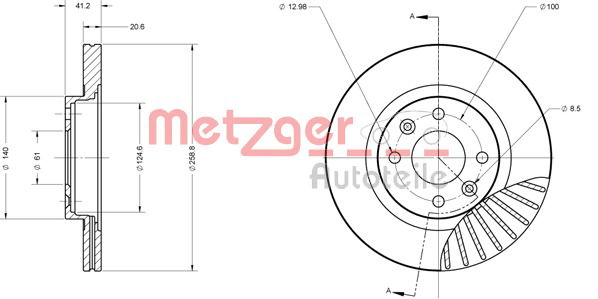 Bremsscheibe Vorderachse Metzger 6110551 von Metzger