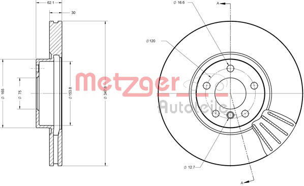 Bremsscheibe Vorderachse Metzger 6110555 von Metzger