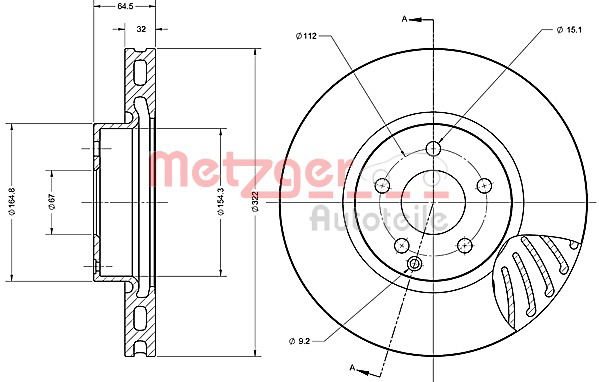 Bremsscheibe Vorderachse Metzger 6110573 von Metzger