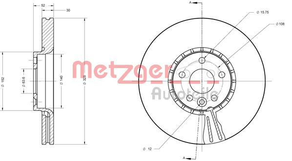 Bremsscheibe Vorderachse Metzger 6110575 von Metzger