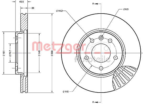 Bremsscheibe Vorderachse Metzger 6110583 von Metzger