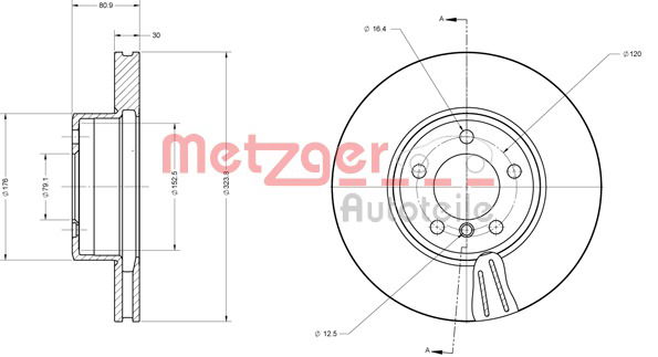 Bremsscheibe Vorderachse Metzger 6110597 von Metzger