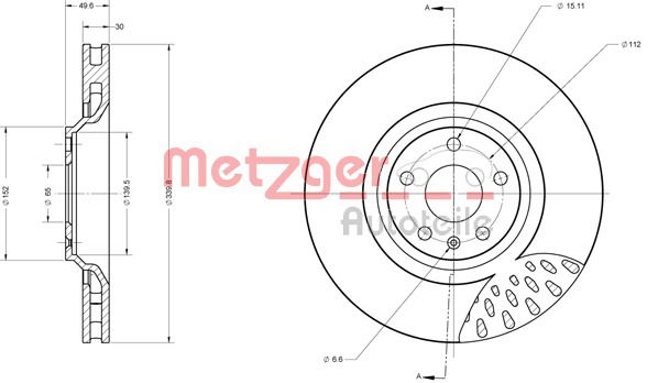 Bremsscheibe Vorderachse Metzger 6110631 von Metzger