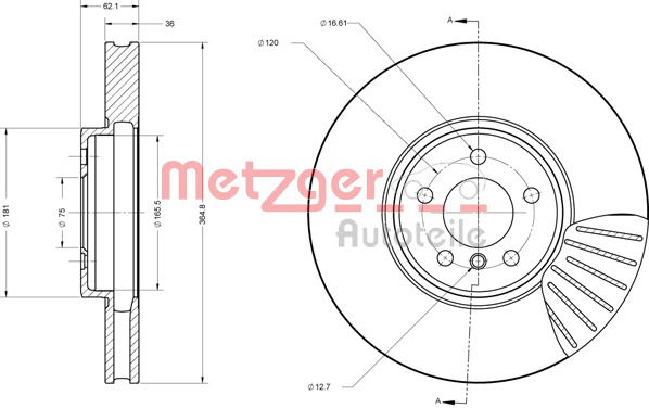 Bremsscheibe Vorderachse Metzger 6110633 von Metzger