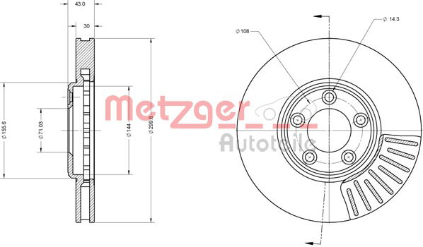 Bremsscheibe Vorderachse Metzger 6110642 von Metzger