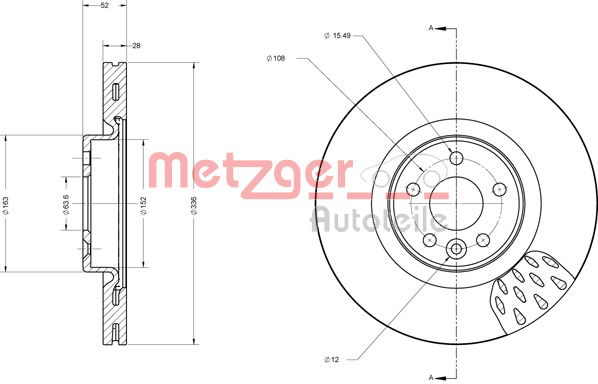 Bremsscheibe Vorderachse Metzger 6110659 von Metzger