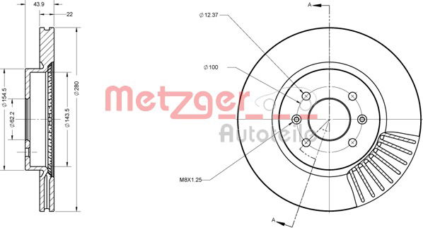 Bremsscheibe Vorderachse Metzger 6110679 von Metzger