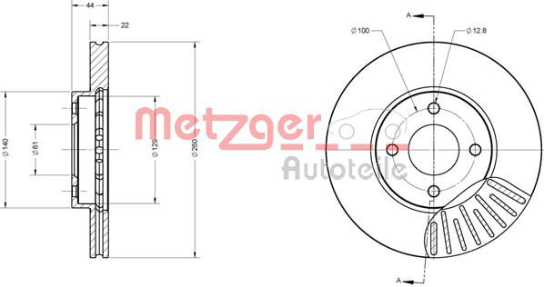 Bremsscheibe Vorderachse Metzger 6110680 von Metzger