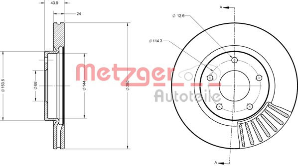 Bremsscheibe Vorderachse Metzger 6110684 von Metzger