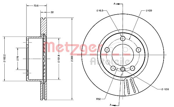 Bremsscheibe Vorderachse Metzger 6110689 von Metzger