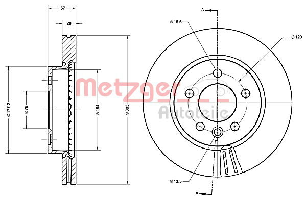 Bremsscheibe Vorderachse Metzger 6110701 von Metzger