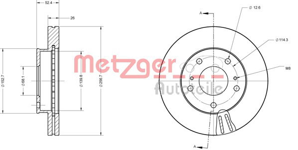 Bremsscheibe Vorderachse Metzger 6110702 von Metzger