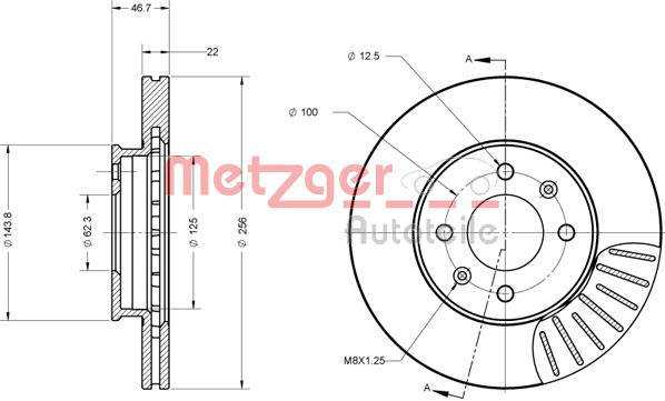 Bremsscheibe Vorderachse Metzger 6110707 von Metzger