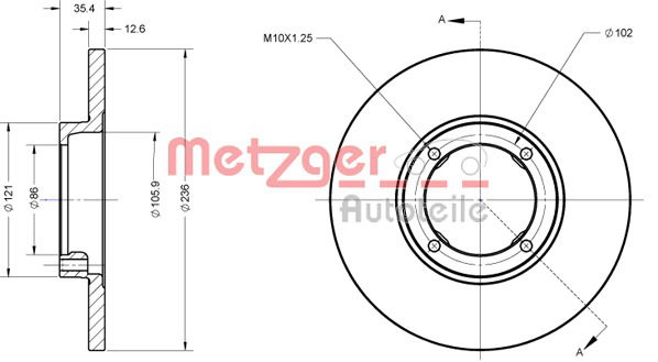 Bremsscheibe Vorderachse Metzger 6110713 von Metzger