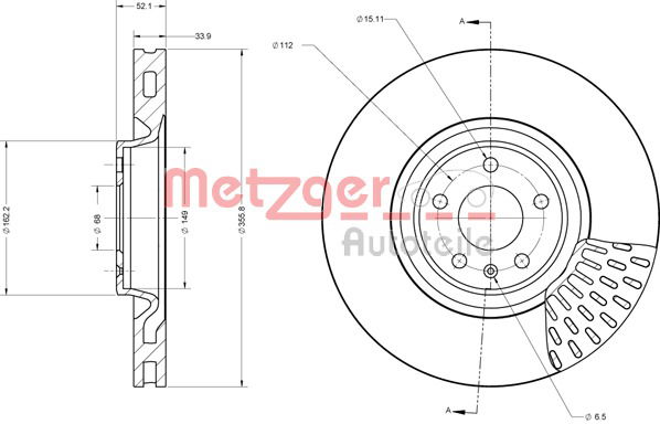 Bremsscheibe Vorderachse Metzger 6110714 von Metzger