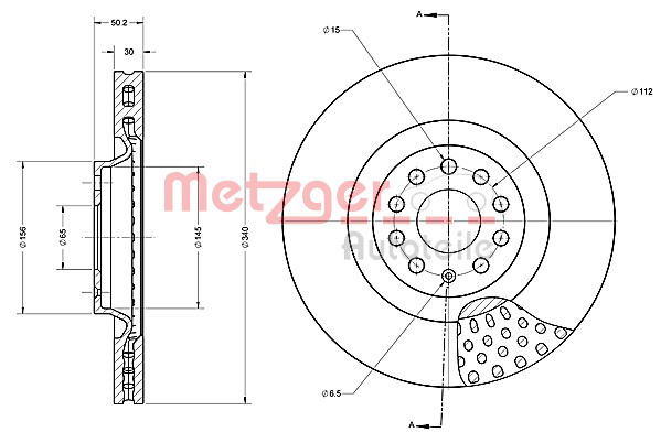 Bremsscheibe Vorderachse Metzger 6110715 von Metzger