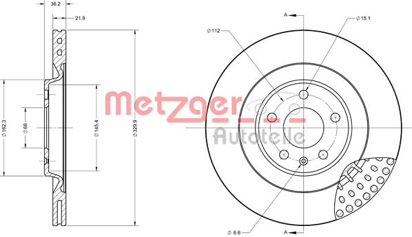 Bremsscheibe Vorderachse Metzger 6110736 von Metzger